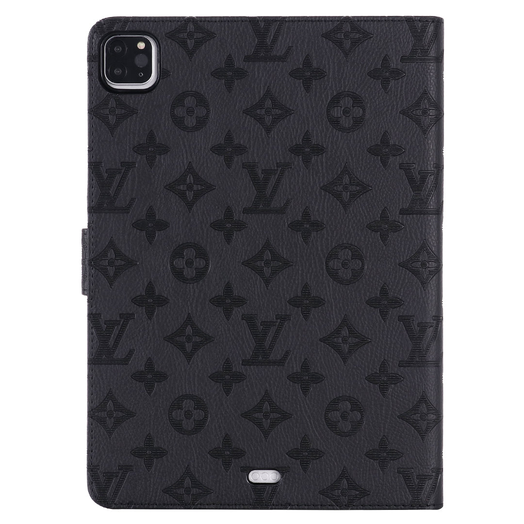 3D Embossed LV Canvas Monogram Holster Apple iPad Flip Cover With Stand Function