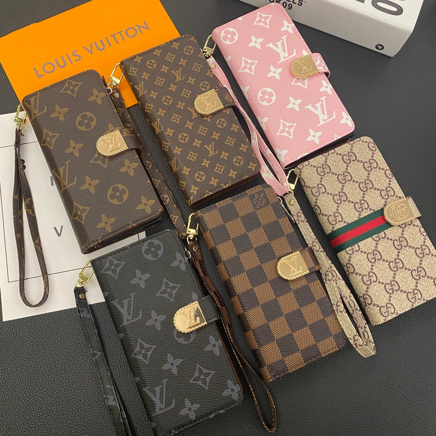 MONOGRAM CANVAS LEATHER WALLET SAMSUNG MOBILE PHONE CASE