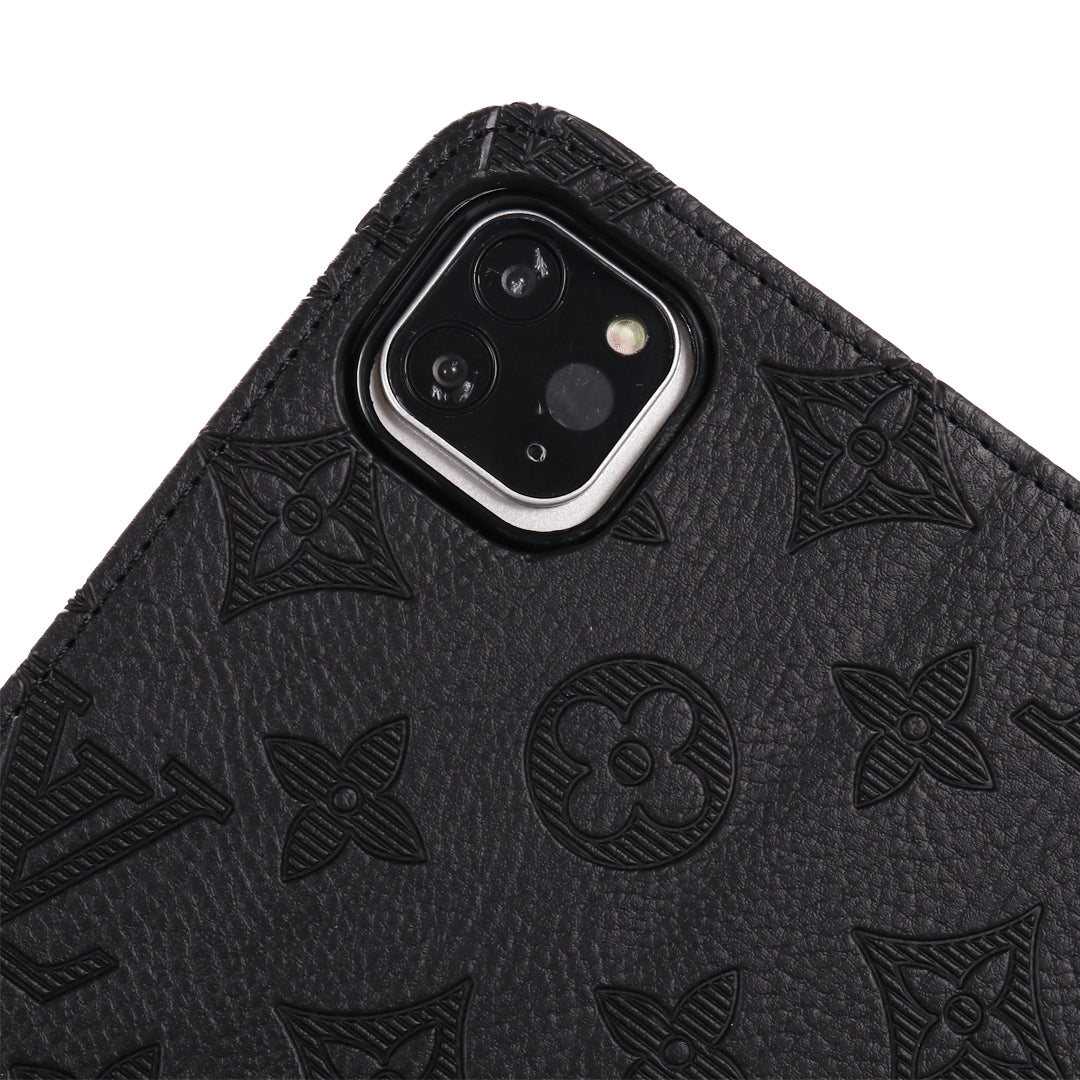 3D Embossed LV Canvas Monogram Holster Apple iPad Flip Cover With Stand Function