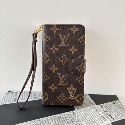 MONOGRAM CANVAS LEATHER WALLET SAMSUNG MOBILE PHONE CASE