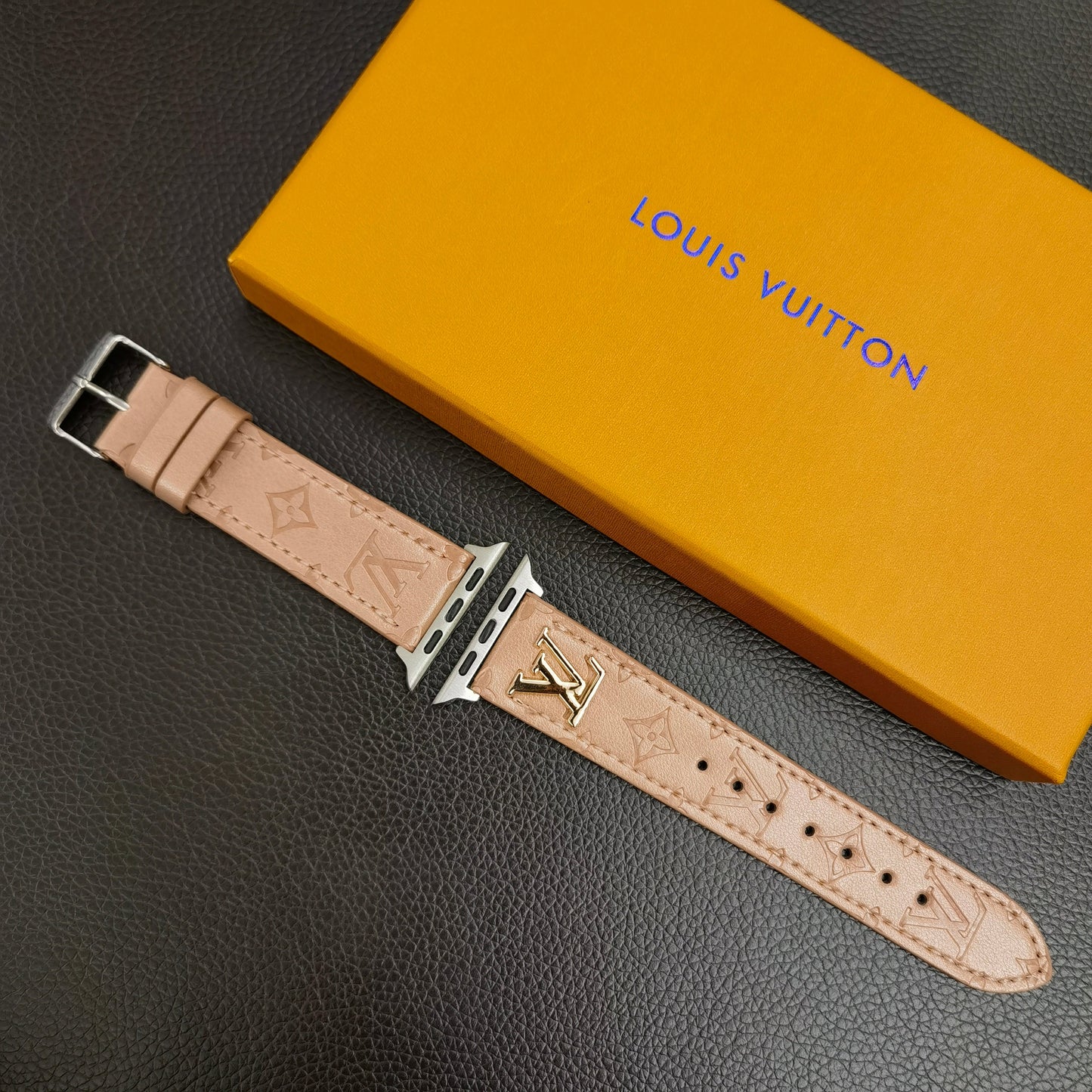 LV METAL LOGO 3D EMBOSSED MONOGRAM LEATHER APPLE WATCH