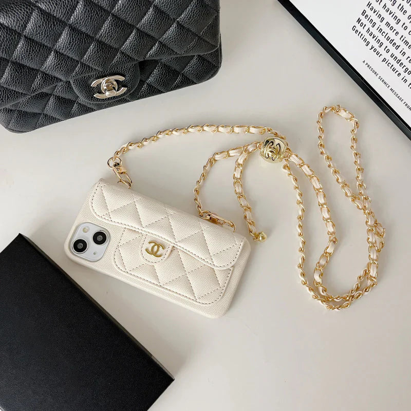 Chanel Card Bag Leather Case with Chain For iPhone