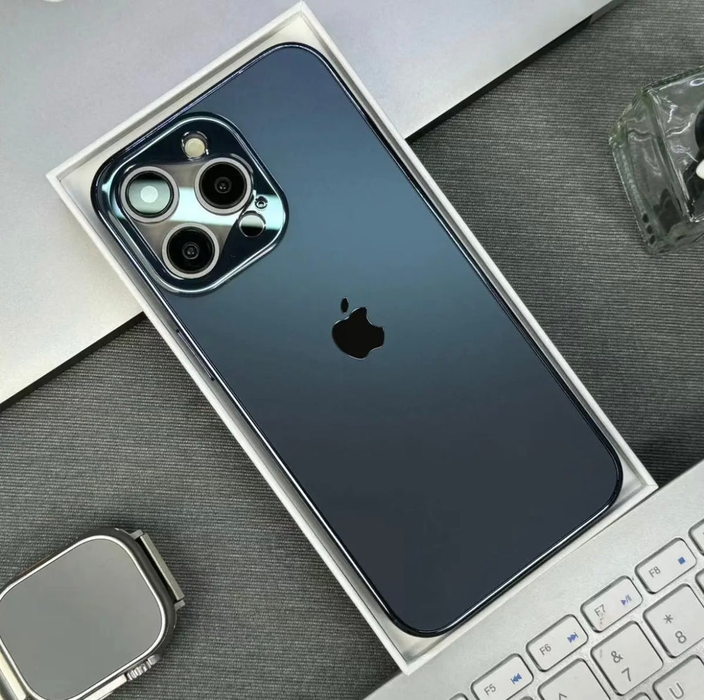 ELECTROPLATED MATTE ACRYLIC LEND DESIGN TEMPERED GLASS FOR IPHONE 16 15 14