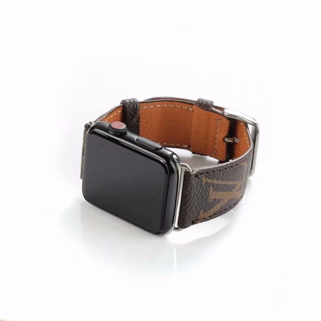 Bracelet de montre Apple Watch classique en cuir et toile à damier avec monogramme LV