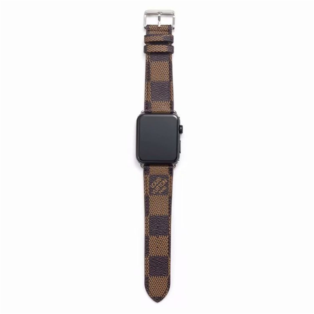 Bracelet de montre Apple Watch classique en cuir et toile à damier avec monogramme LV