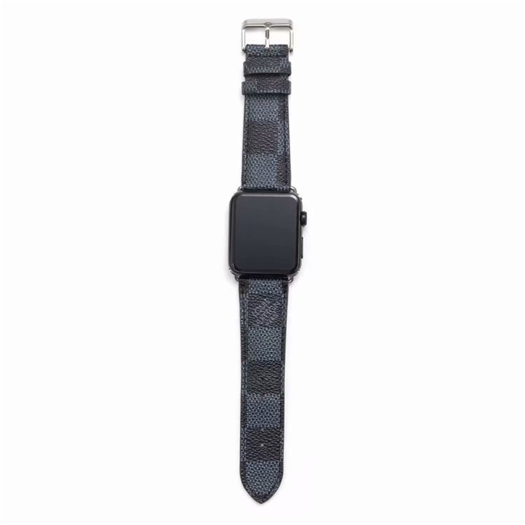 Bracelet de montre Apple Watch classique en cuir et toile à damier avec monogramme LV