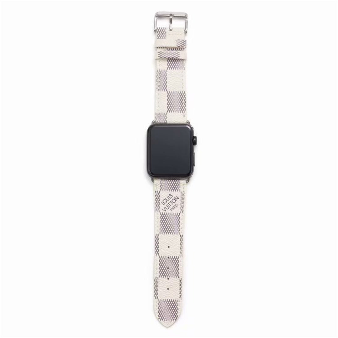 Bracelet de montre Apple Watch classique en cuir et toile à damier avec monogramme LV