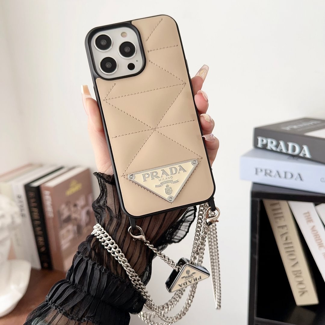 Luxurious Prada leather Apple iPhone case crossbody