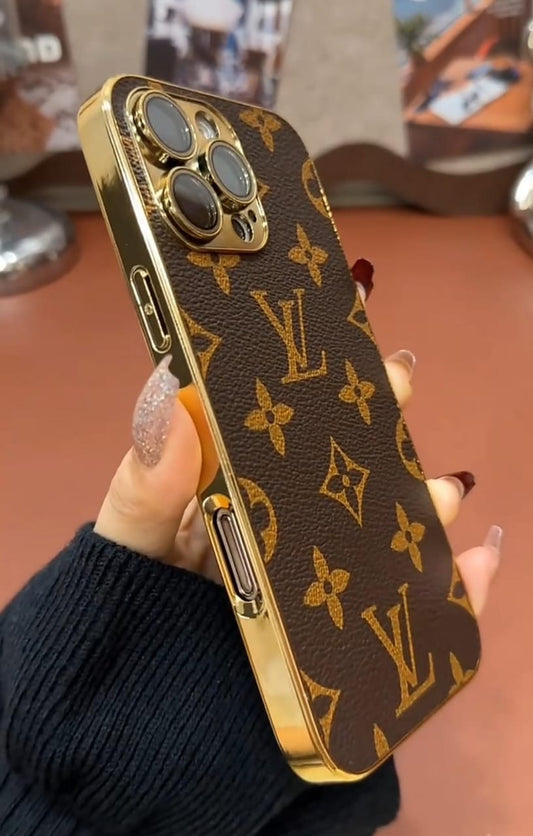 NEW DESIGN SOFT LUXURY LV IPHONE CASE WITH GOLDEN BORDER