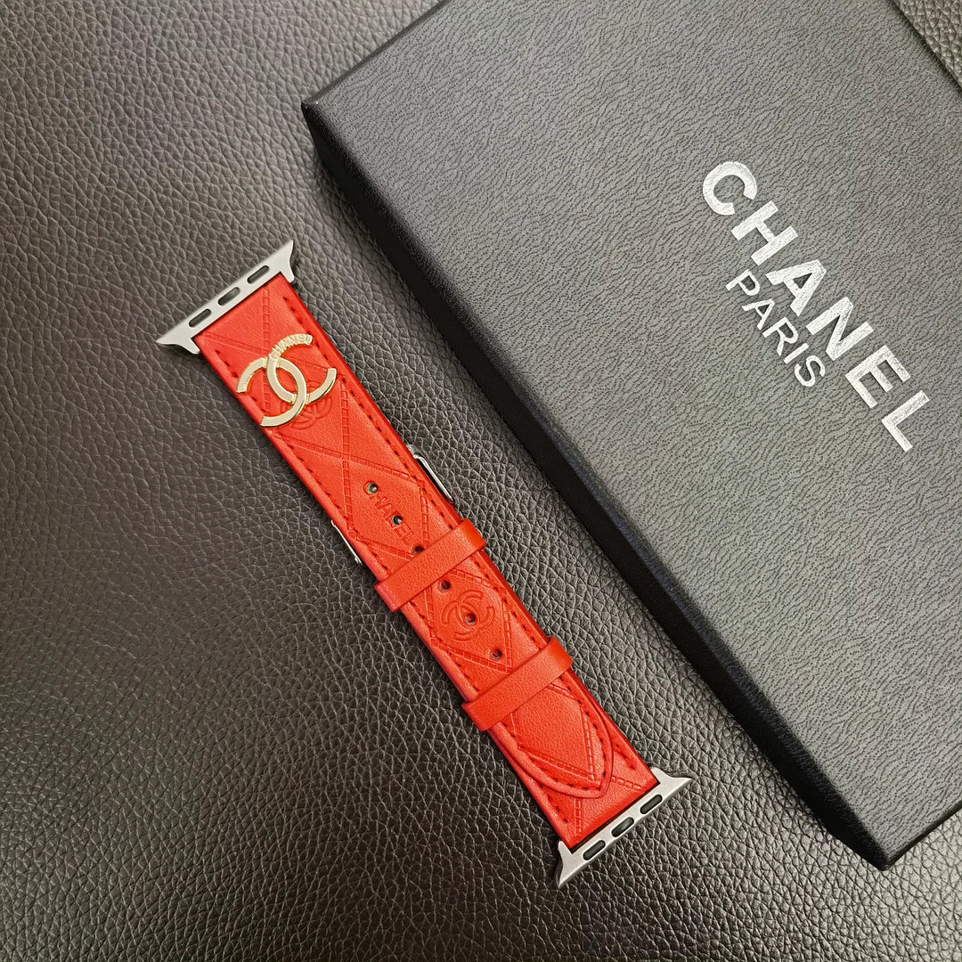 Chanel Gold Monogram 3D Embossed Leather Apple Watch Strap