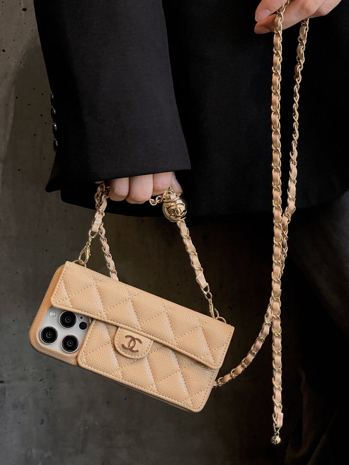 Chanel Card Bag Leather Case with Chain For iPhone