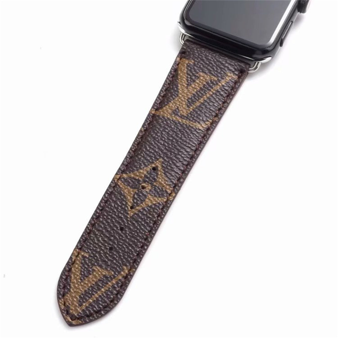 Bracelet de montre Apple Watch classique en cuir et toile à damier avec monogramme LV