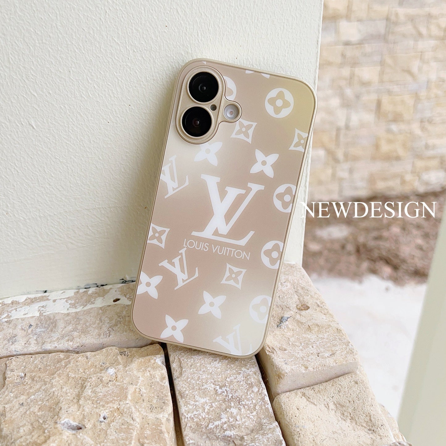 Luxury LV Monogram Frosted AG Glass Back Cover For iPhone 16 15 14