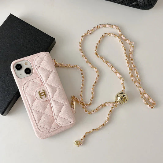 Chanel Card Bag Leather Case with Chain For iPhone