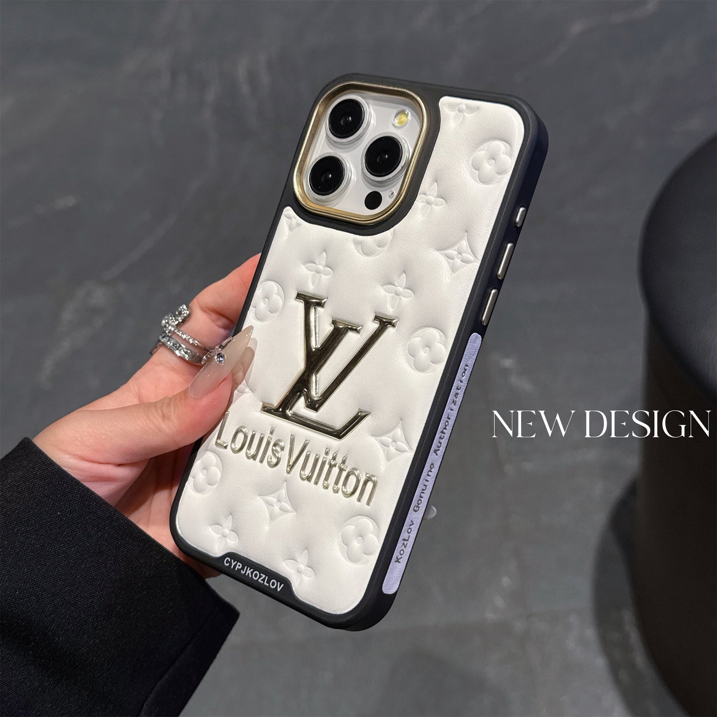 Finest LV Electroplated Classic Monogram Embossed Leather Apple iPhone Case