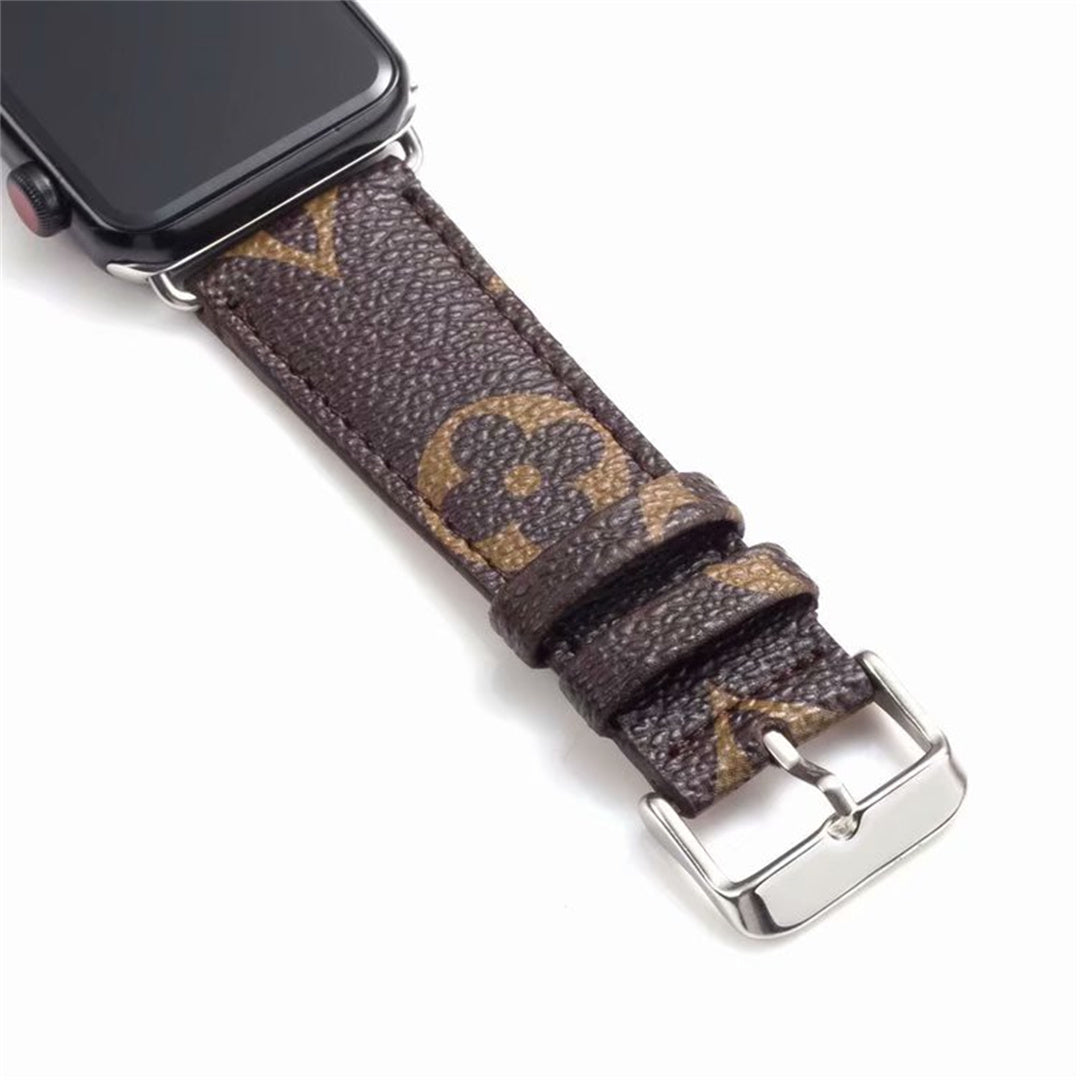 Bracelet de montre Apple Watch classique en cuir et toile à damier avec monogramme LV