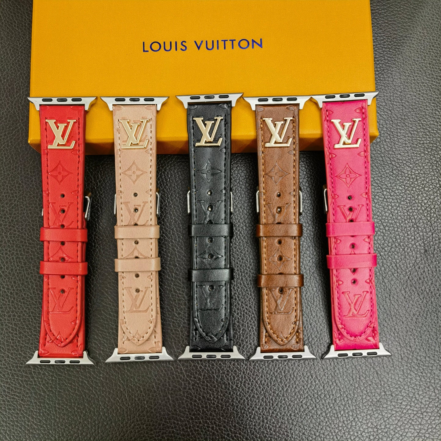 LV METAL LOGO 3D EMBOSSED MONOGRAM LEATHER APPLE WATCH