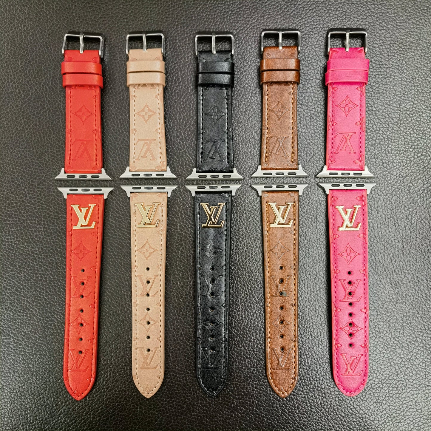 LV METAL LOGO 3D EMBOSSED MONOGRAM LEATHER APPLE WATCH