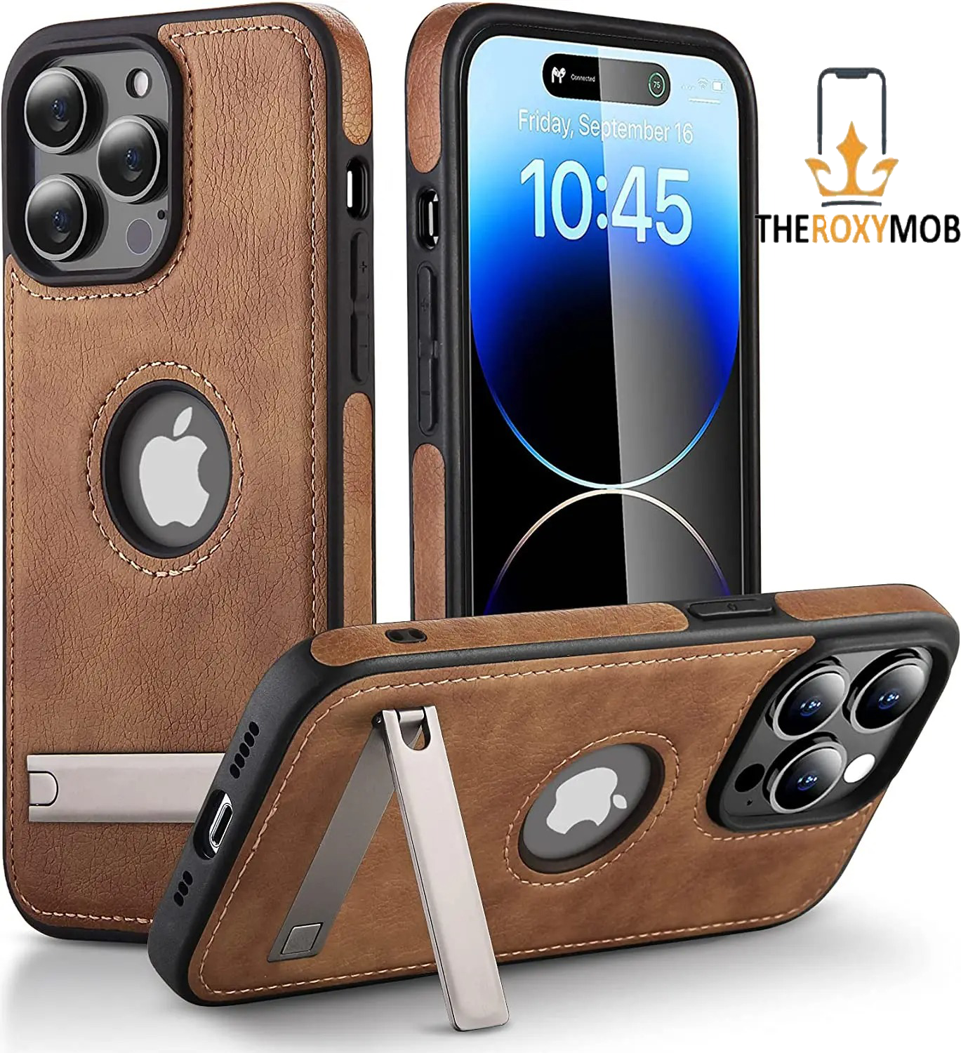 Leather Kickstand Phone Case for iPhone 15 14 13