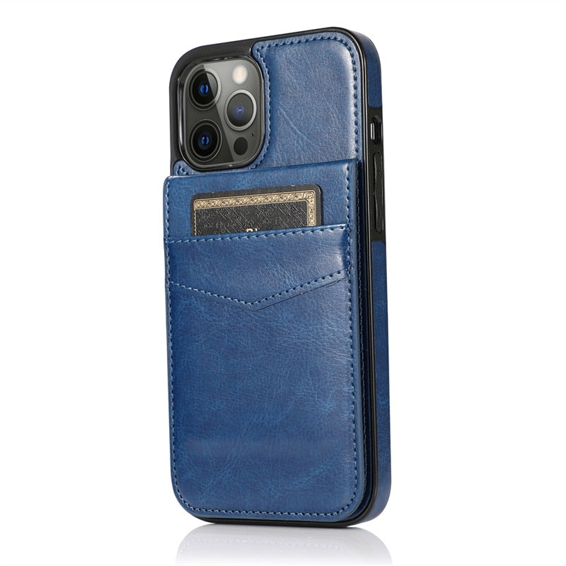 Business Leather Case with Card Slots for iPhone 14 series - theroxymob