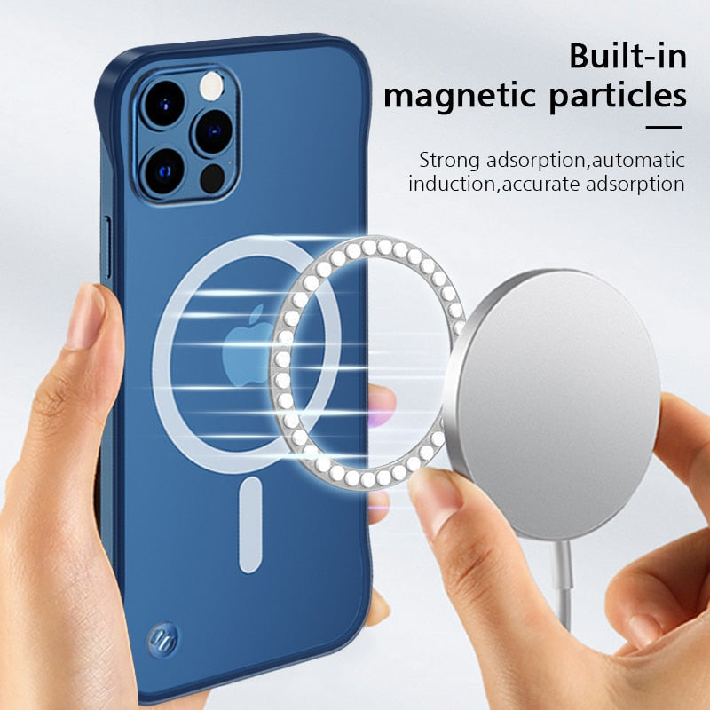 Magnetic Frameless Camear Protector Anti Fingerprint Matte Case For iphone 14 Series - theroxymob