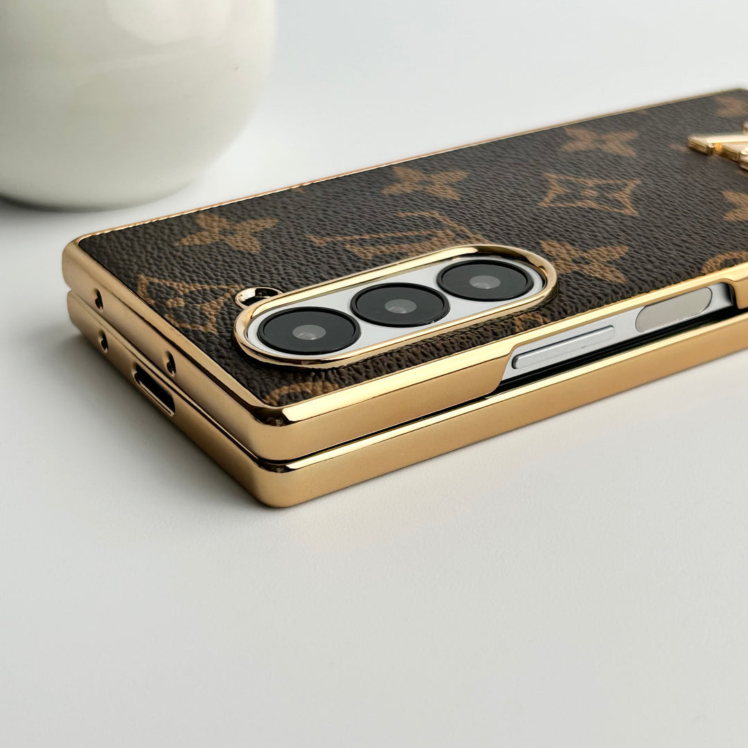 Samsung Galaxy Z Fold 6 Luxury Gold Plated Leather Case