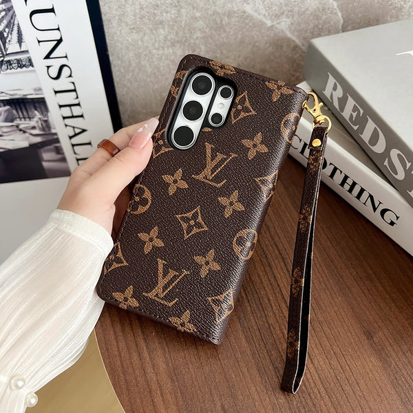 MONOGRAM CANVAS LEATHER WALLET SAMSUNG MOBILE PHONE CASE