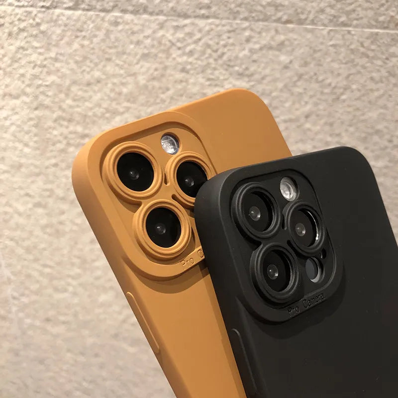 Matte Silicone Case with camera Lens Portector For iPhone 15 14 13