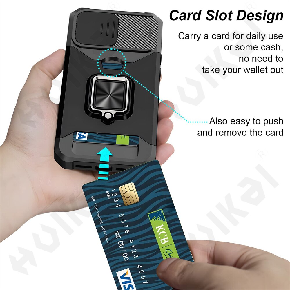 Slide Camera Kickstand Card Holder Slot Protective For iPhone 14 Series - theroxymob