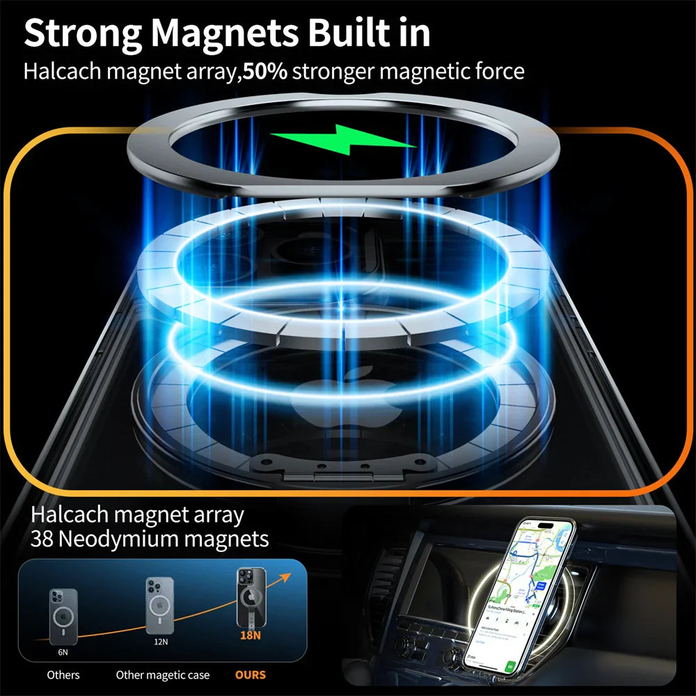 Clear Case with Rotatable Magnetic Grip Ring Holder For iPhone 16 / 15 / 14 / 13 Series