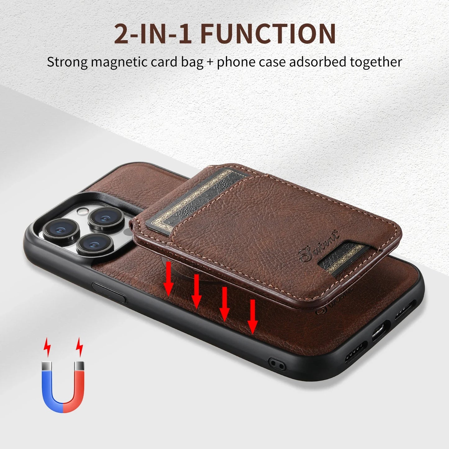 WALLET PHONE CASE CARD HOLDER LEATHER MAGNETIC FOR IPHONE 13 TO 15