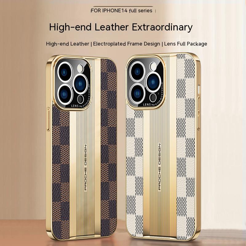 New Luxury Carbon Fiber Leather Camera Protection Case for iPhone 14 - theroxymob