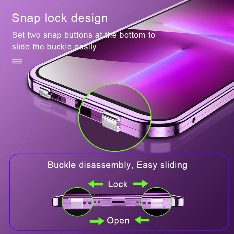 Full Lens Protection Double Sided Glass Magnetic for IPhone 14 13 - theroxymob