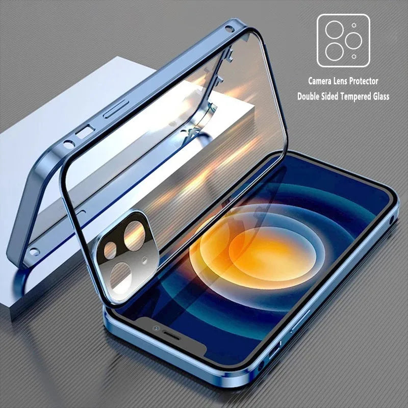 Privacy Case  Double Sided Glass Magnetic Clear Case For iPhone 16 15 14 13