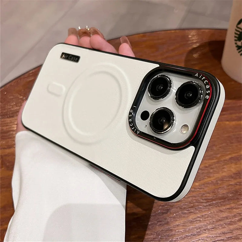 Luxury Matte Leather Magnetic Case Shockproof Bumper Cover For iPhone 16 15 14