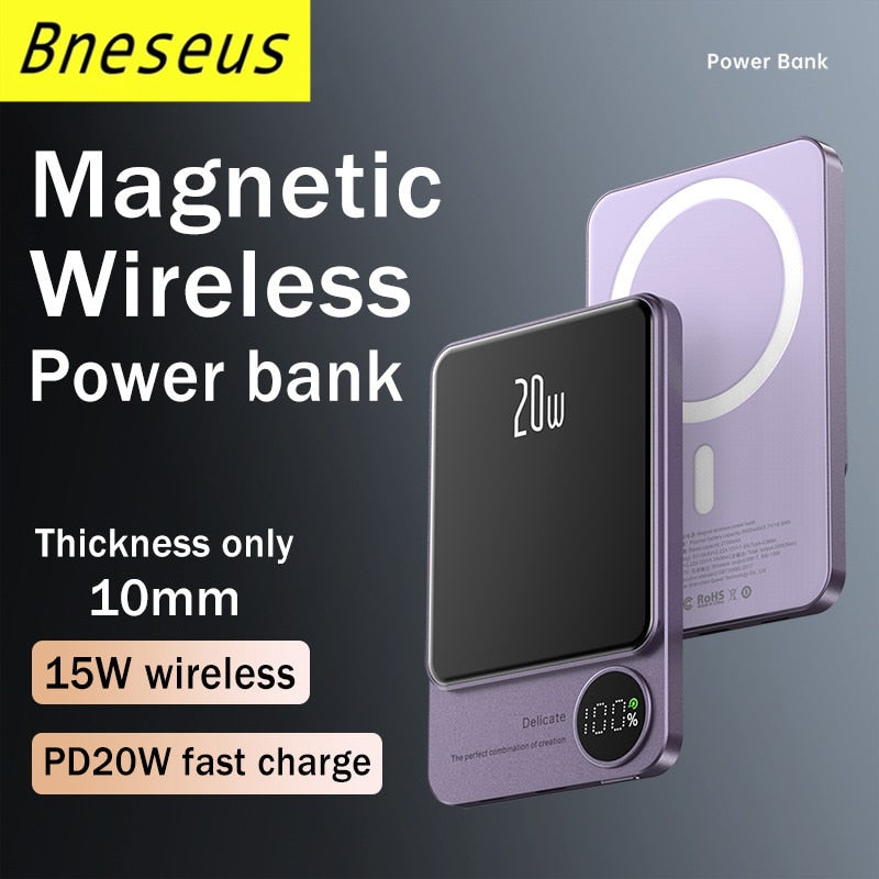 New Macsafe Powerbank Magnetic Power Bank Fast Wireless For iPhone / Samsung - theroxymob