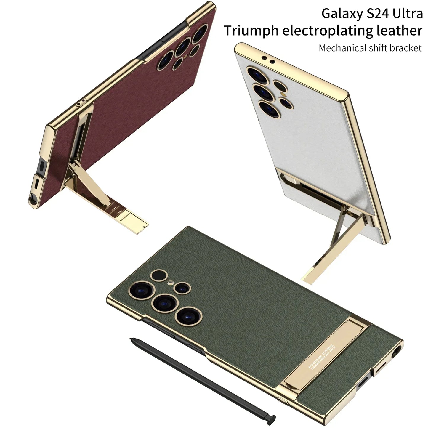 Case Luxury Electroplated Gold Border Plain For Samsung  S24 Series