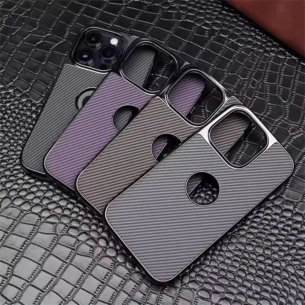 Premium Plated Carbon Fiber Case For iPhone 16 15 14