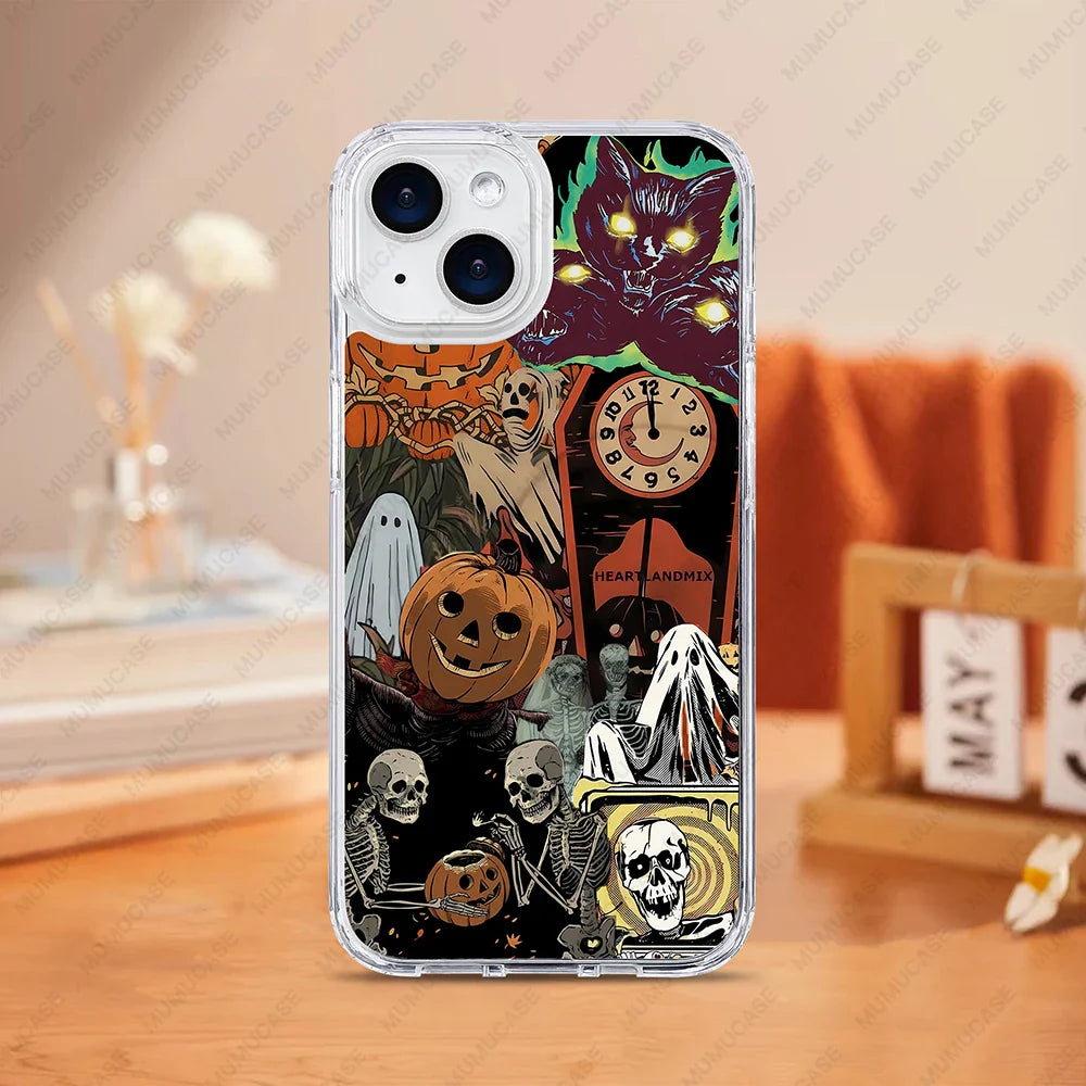 2-in-1 PC+TPU Protective Case for iPhone 16, 15, 14, Shockproof Halloween Bumper