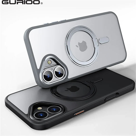 Rotating Metal Magnetic Stand Case For iPhone 16 15 14