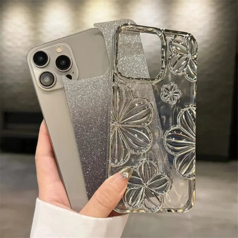 Multicolored Flower Electroplated Phone Case For IPhone 15 Series