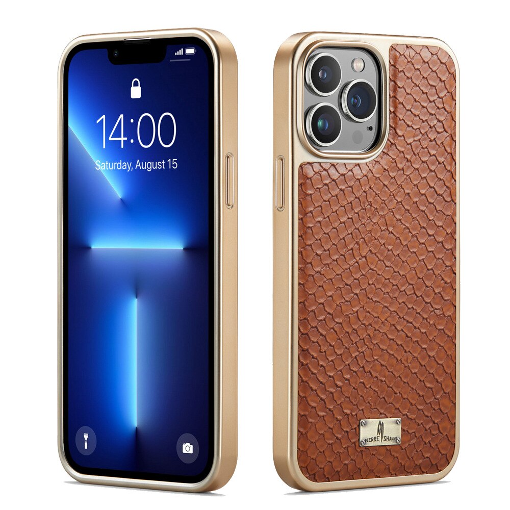 Plating Bumper Leather 3D Texture Case for iPhone 14 13 - theroxymob