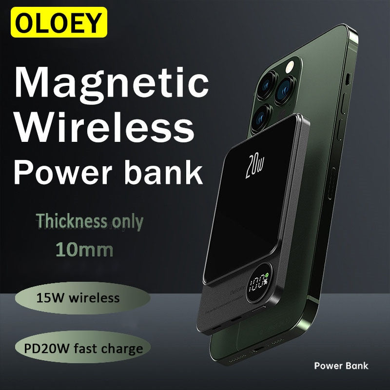 New 10000mAh 15W Fast Wireless Charger Magnetic Power Bank For iphone 12 13 14 External Auxiliary Battery Pack - theroxymob