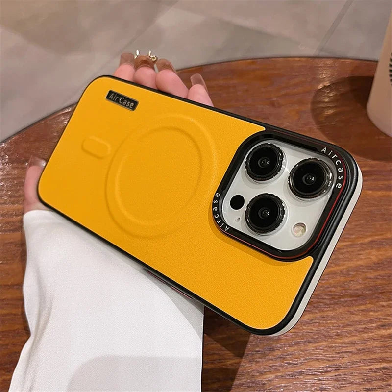 Luxury Matte Leather Magnetic Case Shockproof Bumper Cover For iPhone 16 15 14