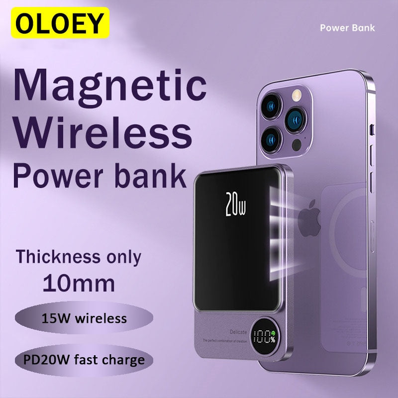 New 10000mAh 15W Fast Wireless Charger Magnetic Power Bank For iphone 12 13 14 External Auxiliary Battery Pack - theroxymob