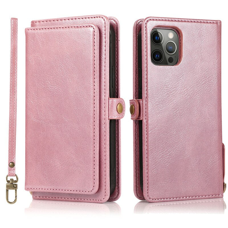 Magnetic Split Multifunctional Wallet Case for iPhone 14 13 - theroxymob