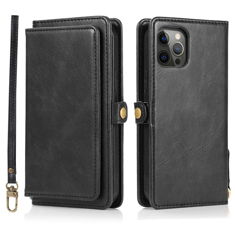 Magnetic Split Multifunctional Wallet Case for iPhone 14 13 - theroxymob