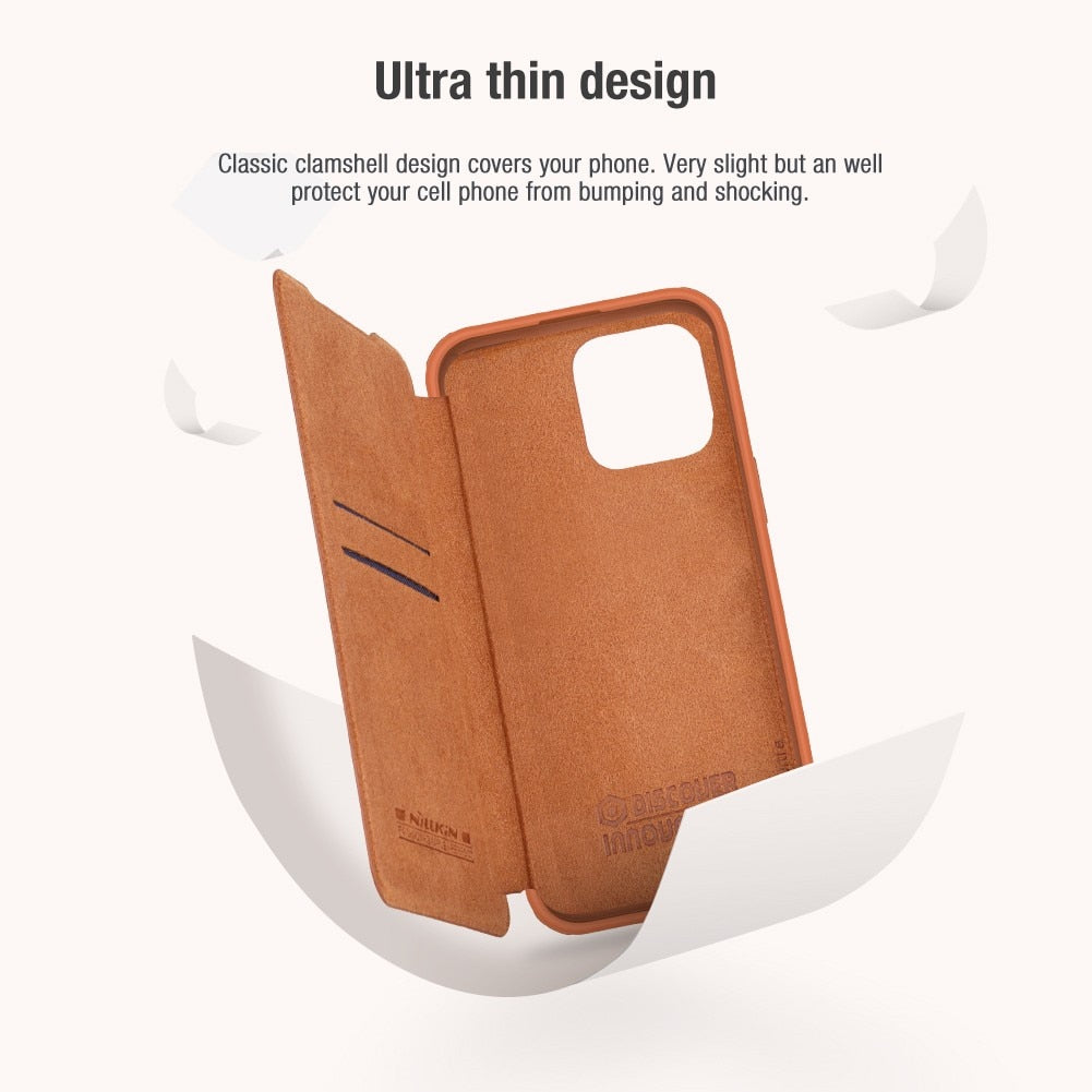 For iPhone 14 Leather Flip Cover Slide Camera Lens Protection Case - theroxymob