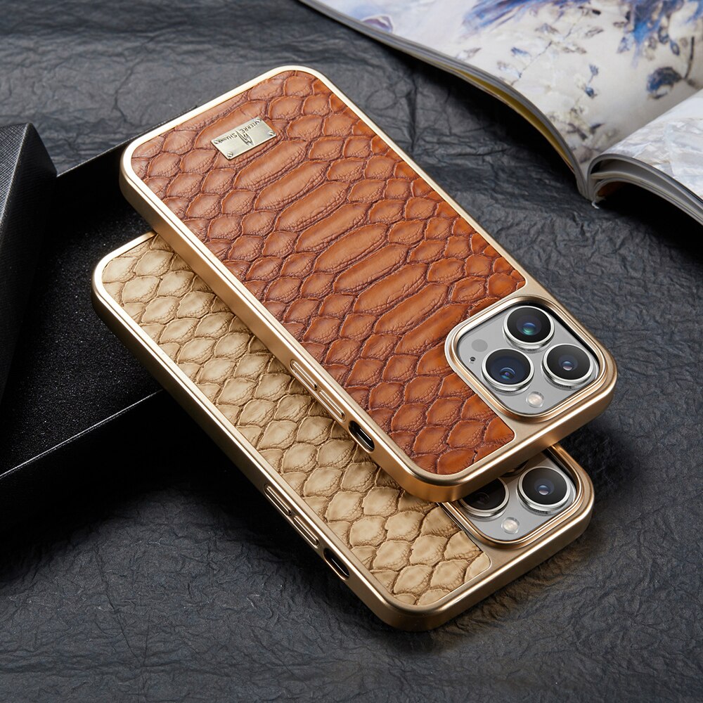 Plating Bumper Leather 3D Texture Case for iPhone 14 13 - theroxymob