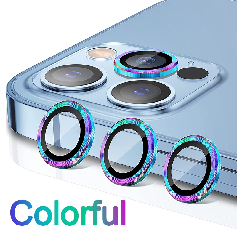 Luxury Metal Frame Glass Camera Lens Protector On Camera Protectors For iPhone 13/12 Series - theroxymob